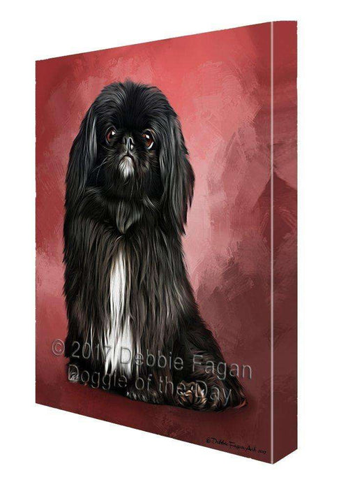 Black Pekingnes Dog Painting Printed on Canvas Wall Art