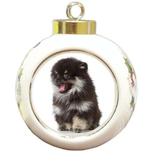 Black Pomeranian Christmas Holiday Ornament