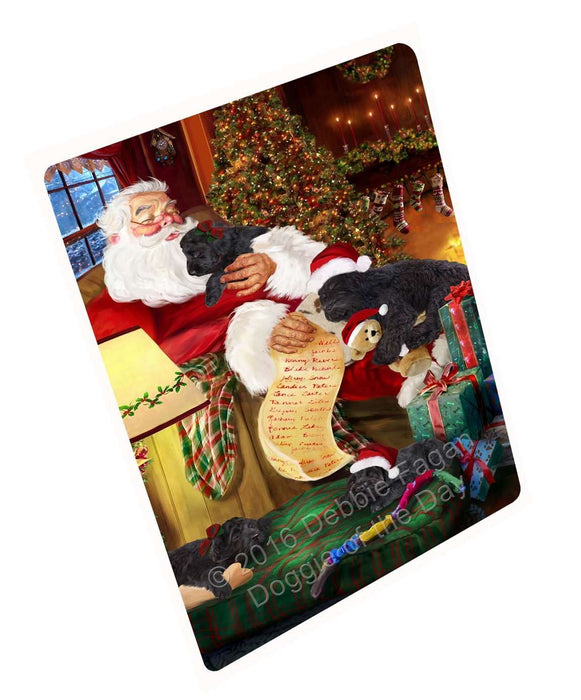 Black Russian Terrier Dog and Puppies Sleeping with Santa Magnet
