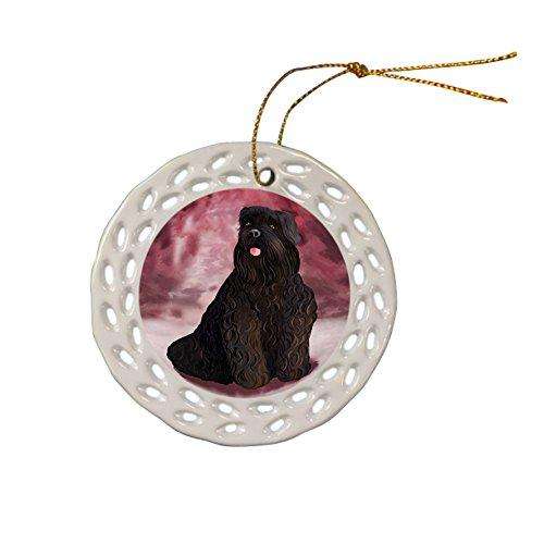 Black Russian Terrier Dog Christmas Doily Ceramic Ornament