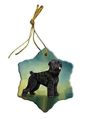 Black Russian Terrier Dog Christmas Snowflake Ceramic Ornament