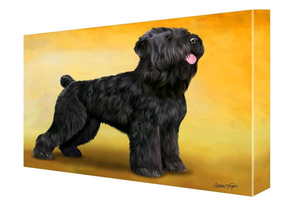 Black Russian Terrier Dog Painting Printed on Canvas Wall Art Signed