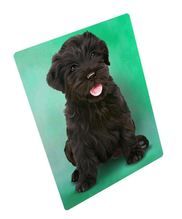 Black Russian Terrier Puppy Dog Art Portrait Print Woven Throw Sherpa Plush Fleece Blanket
