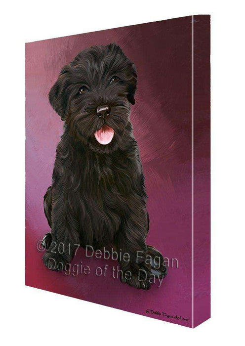 Black Russian Terrier Puppy Dog Painting Printed on Canvas Wall Art