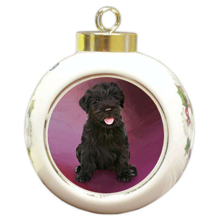 Black Russian Terrier Puppy Dog Round Ball Christmas Ornament