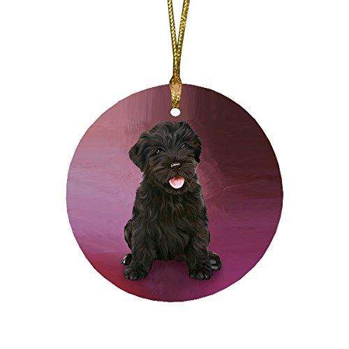 Black Russian Terrier Puppy Dog Round Christmas Ornament