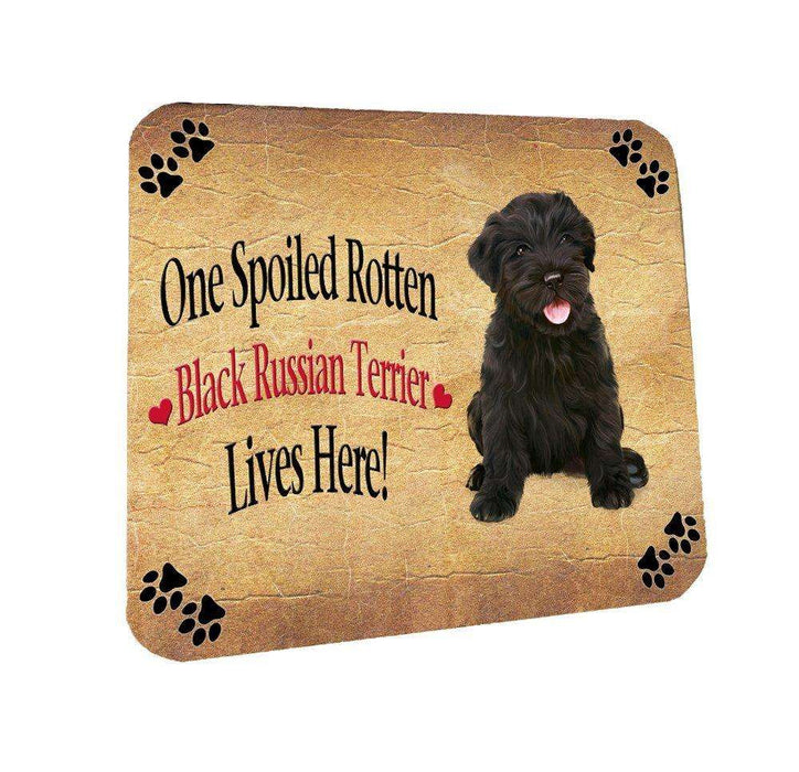 Black Russian Terrier Puppy Spoiled Rotten Dog Coasters Set of 4