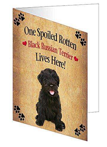 Black Russian Terrier Puppy Spoiled Rotten Dog Handmade Artwork Assorted Pets Greeting Cards and Note Cards with Envelopes for All Occasions and Holiday Seasons