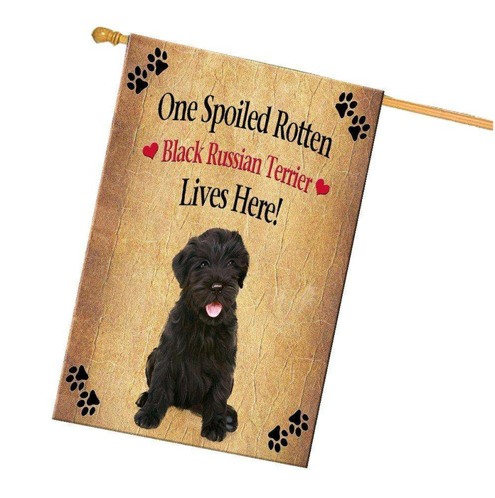 Black Russian Terrier Puppy Spoiled Rotten Dog House Flag