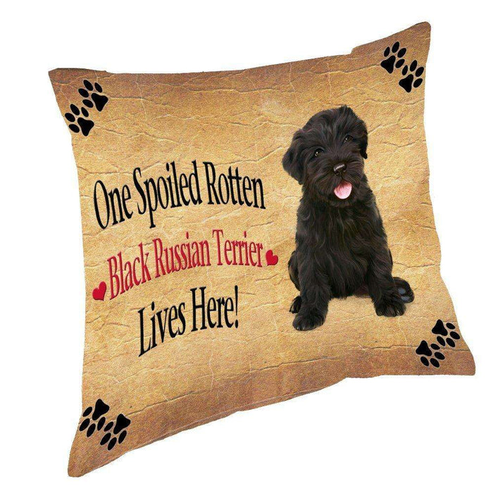 Black Russian Terrier Puppy Spoiled Rotten Dog Throw Pillow