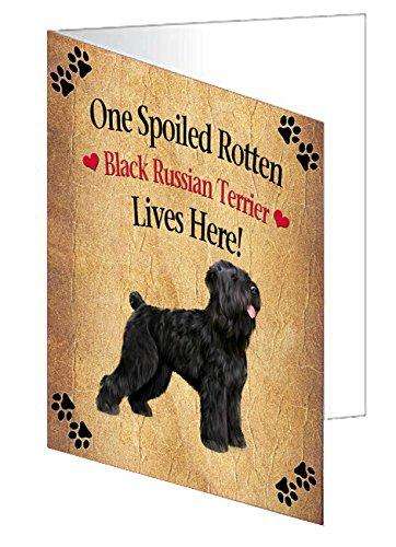 Black Russian Terrier Spoiled Rotten Dog Handmade Artwork Assorted Pets Greeting Cards and Note Cards with Envelopes for All Occasions and Holiday Seasons