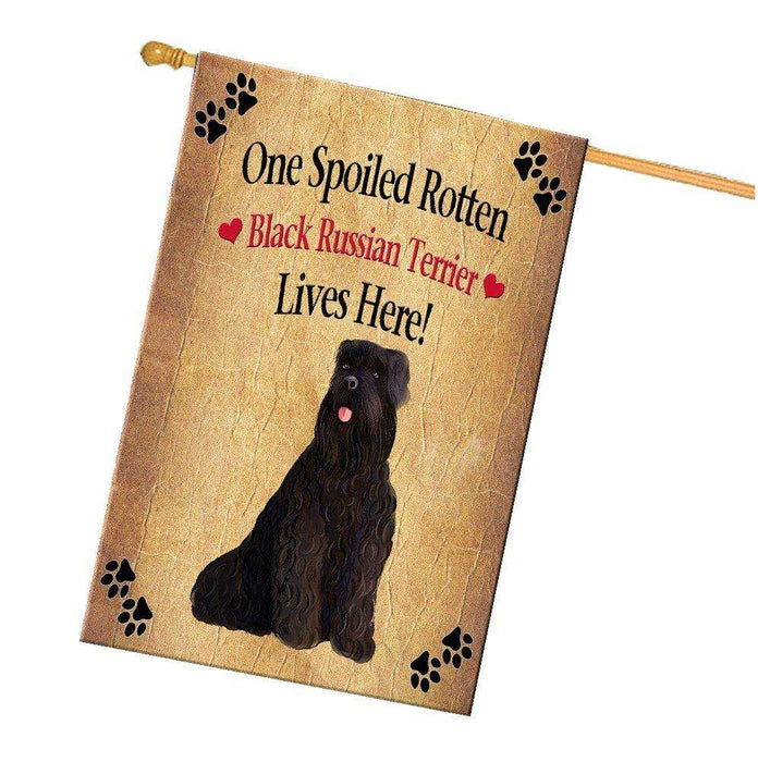 Black Russian Terrier Spoiled Rotten Dog House Flag