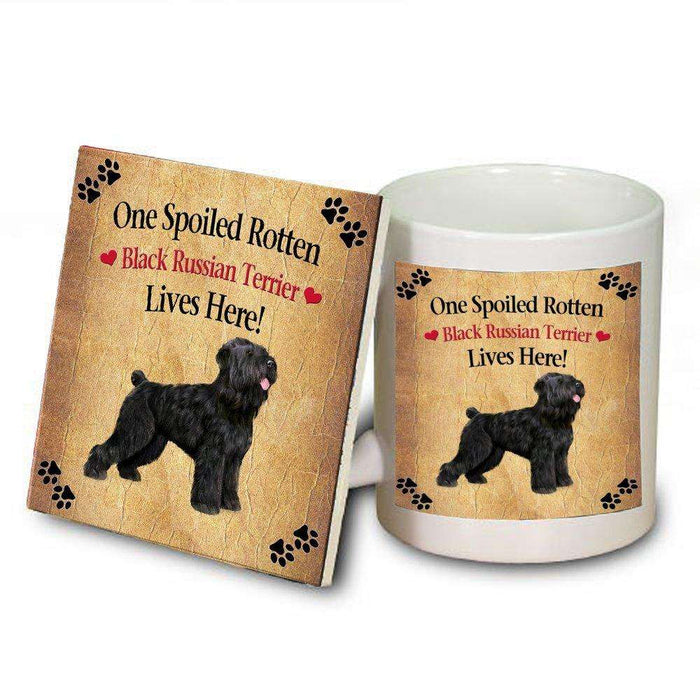 Black Russian Terrier Spoiled Rotten Dog Mug and Coaster Set