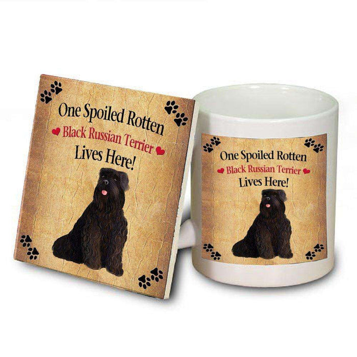 Black Russian Terrier Spoiled Rotten Dog Mug and Coaster Set