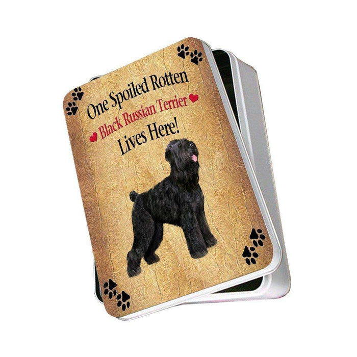 Black Russian Terrier Spoiled Rotten Dog Photo Storage Tin
