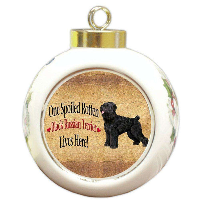 Black Russian Terrier Spoiled Rotten Dog Round Ball Christmas Ornament