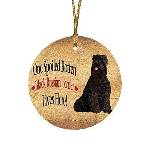 Black Russian Terrier Spoiled Rotten Dog Round Christmas Ornament