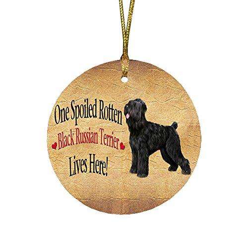 Black Russian Terrier Spoiled Rotten Dog Round Christmas Ornament