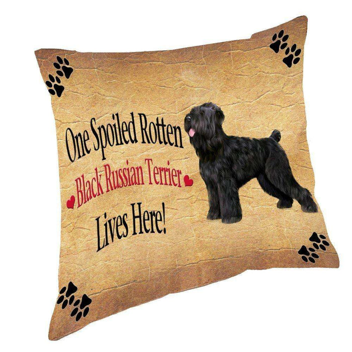 Black Russian Terrier Spoiled Rotten Dog Throw Pillow