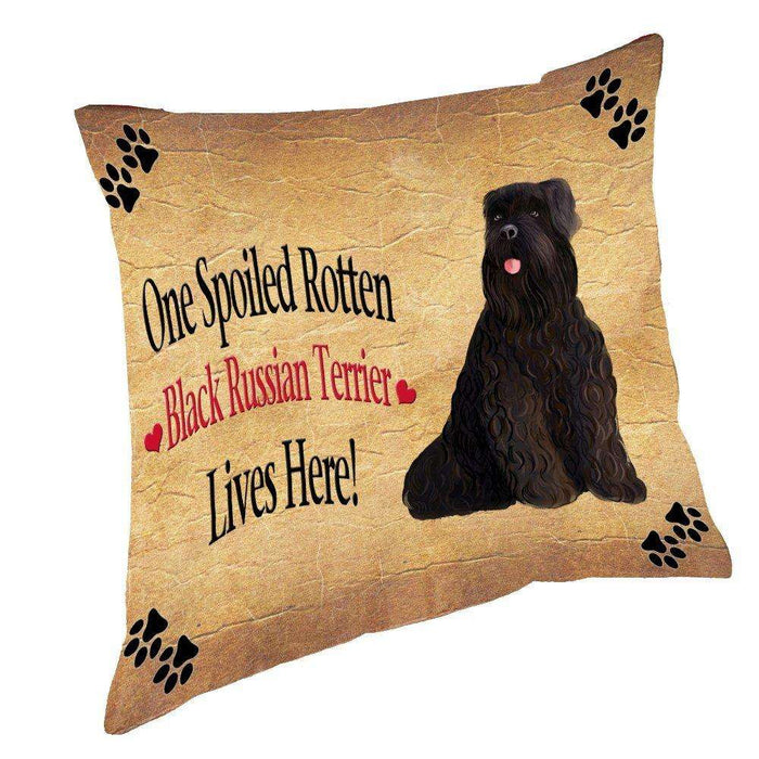 Black Russian Terrier Spoiled Rotten Dog Throw Pillow