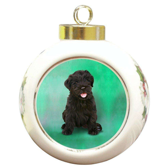 Black Russian Terriers Dog Round Ceramic Christmas Ornament