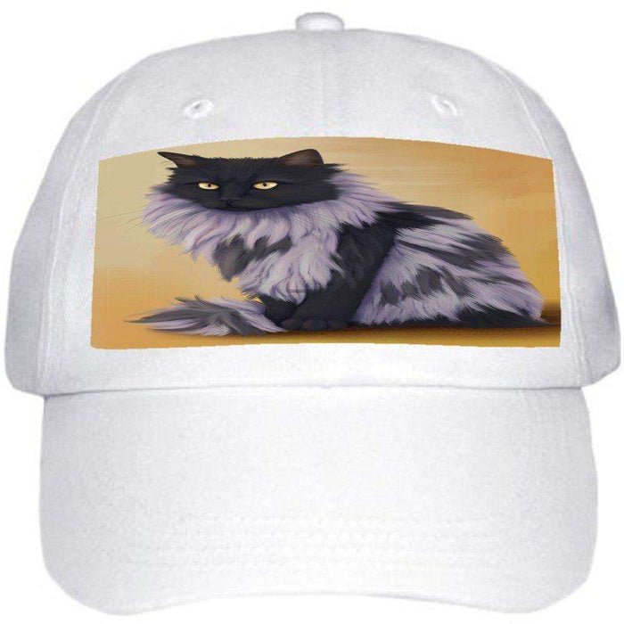 Black Smoke Norwegian Forest Cat Ball Hat Cap Off White