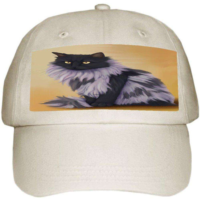 Black Smoke Norwegian Forest Cat Ball Hat Cap Off White