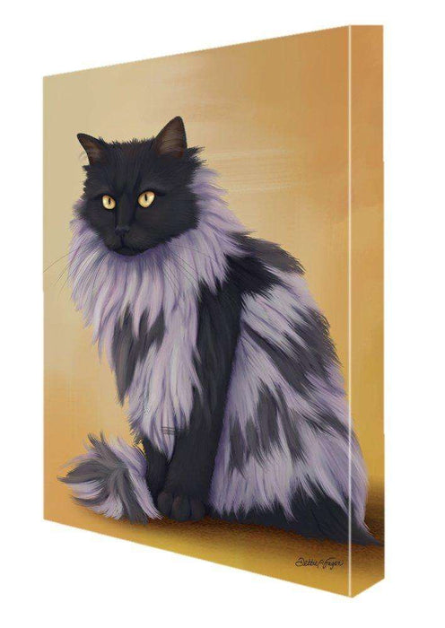 Black Smoke Norwegian Forest Cat Painting Printed on Canvas Wall Art Signed