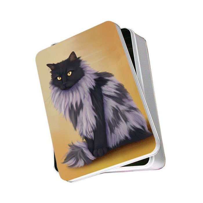 Black Smoke Norwegian Forest Cat Photo Tin