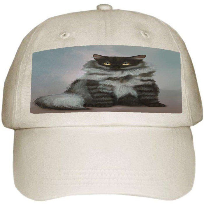 Black Smoke Siberian Cat Ball Hat Cap Off White
