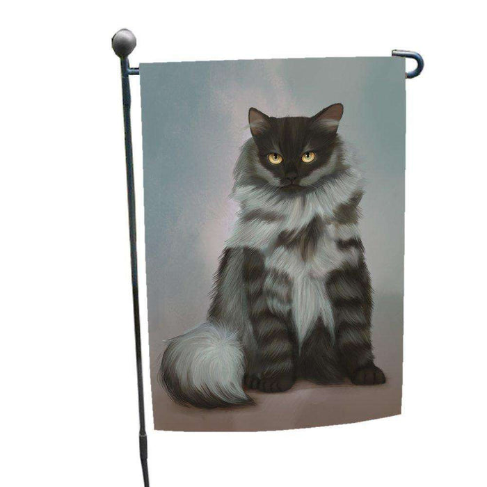 Black Smoke Siberian Cat Garden Flag