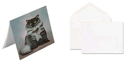 Black Smoke Siberian Cat Handmade Artwork Assorted Pets Greeting Cards and Note Cards with Envelopes for All Occasions and Holiday Seasons