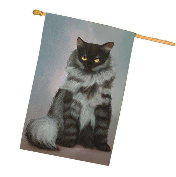 Black Smoke Siberian Cat House Flag