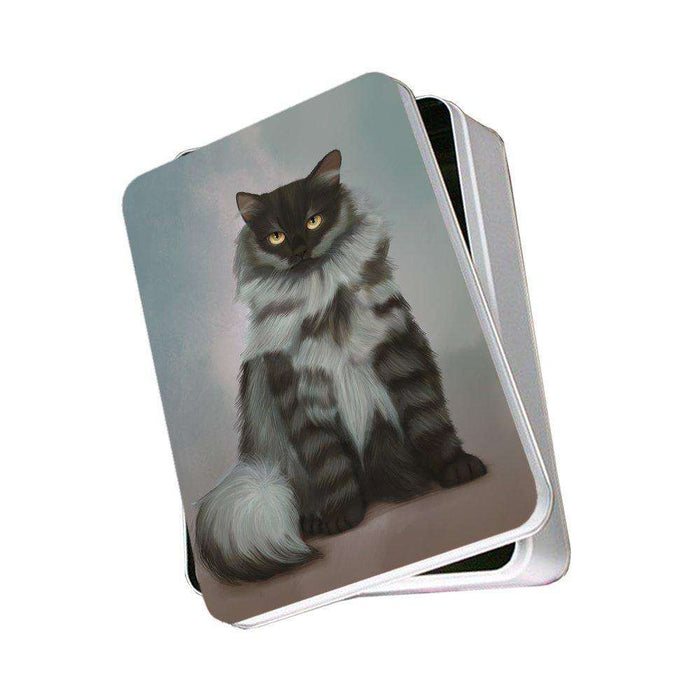 Black Smoke Siberian Cat Photo Tin