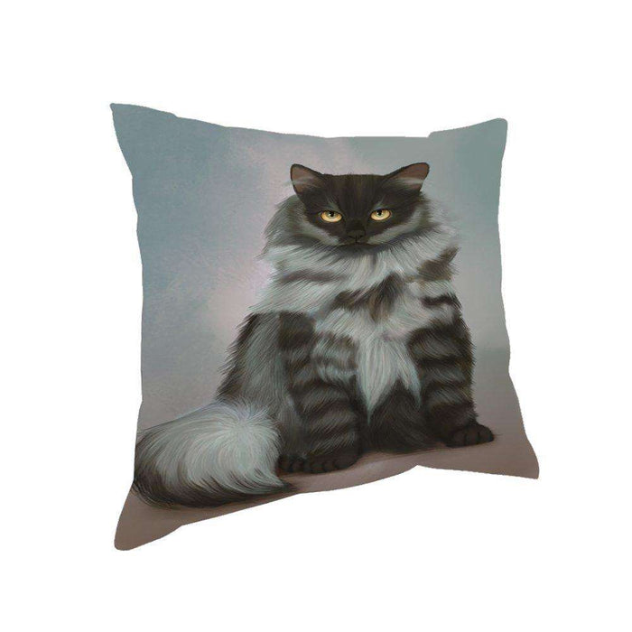 Black Smoke Siberian Cat Throw Pillow