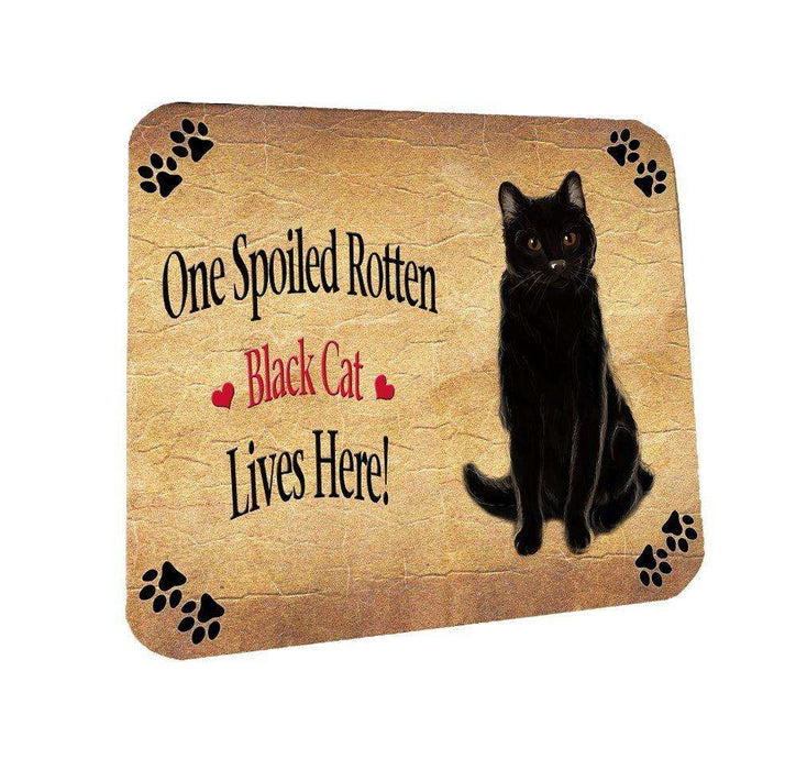Black Spoiled Rotten Cat Coasters Set of 4