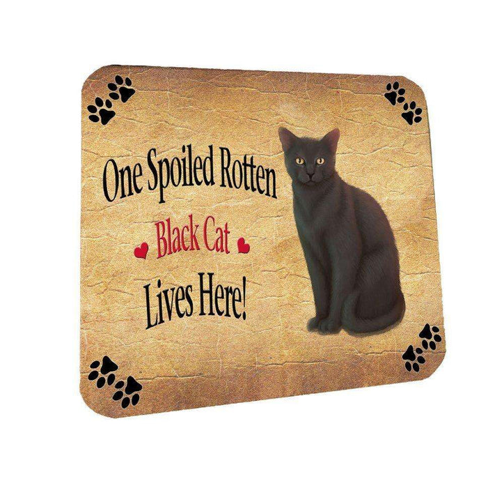 Black Spoiled Rotten Cat Coasters Set of 4