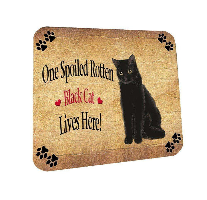 Black Spoiled Rotten Cat Coasters Set of 4