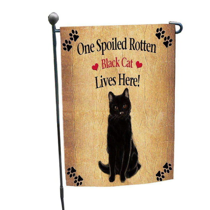 Black Spoiled Rotten Cat Garden Flag