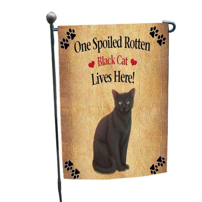 Black Spoiled Rotten Cat Garden Flag
