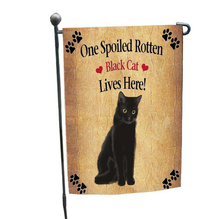 Black Spoiled Rotten Cat Garden Flag