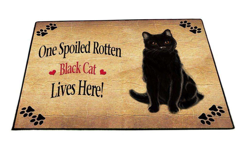 Black Spoiled Rotten Cat Indoor/Outdoor Floormat