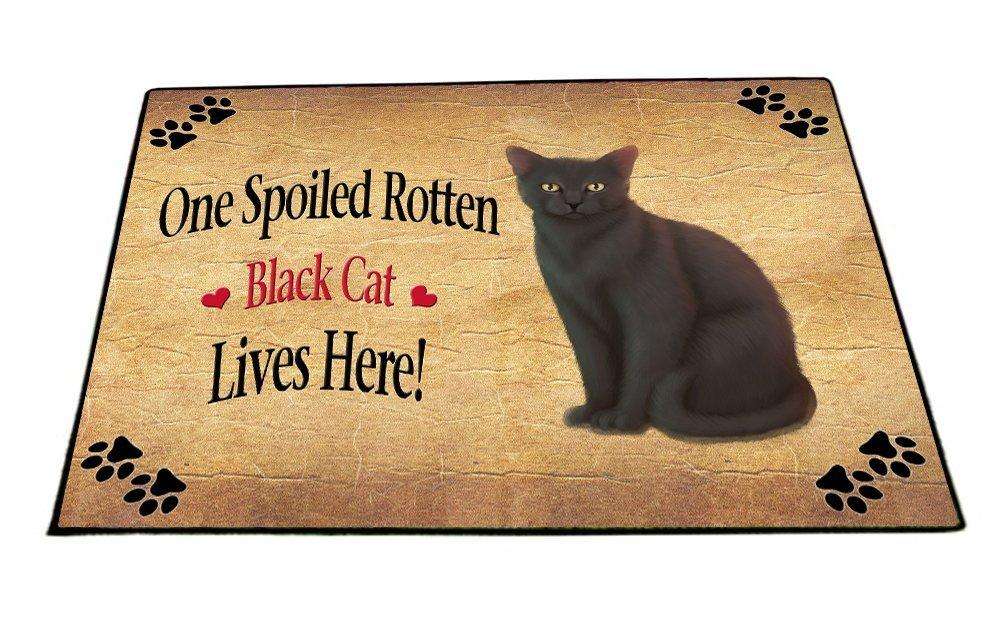 Black Spoiled Rotten Cat Indoor/Outdoor Floormat