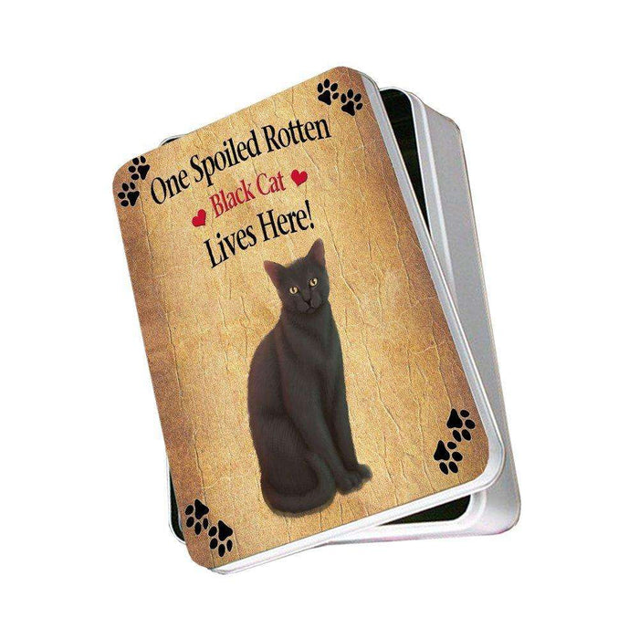 Black Spoiled Rotten Cat Photo Storage Tin