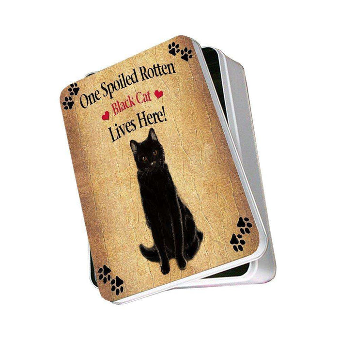 Black Spoiled Rotten Cat Photo Storage Tin