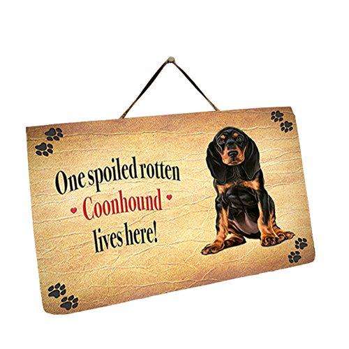 Black Tan Coonhound Dog Wall Décor Hanging Spoiled Rotten Dog Slate