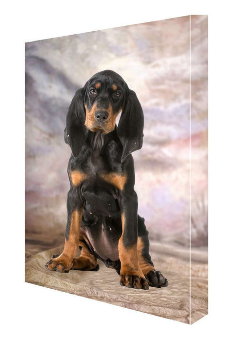 Black Tan Coonhound Sitting Dog Canvas 18 x 24