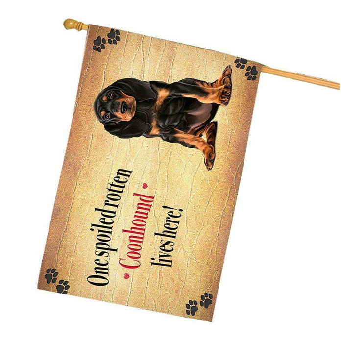 Black Tan Coonhound Spoiled Rotten Dog House Flag