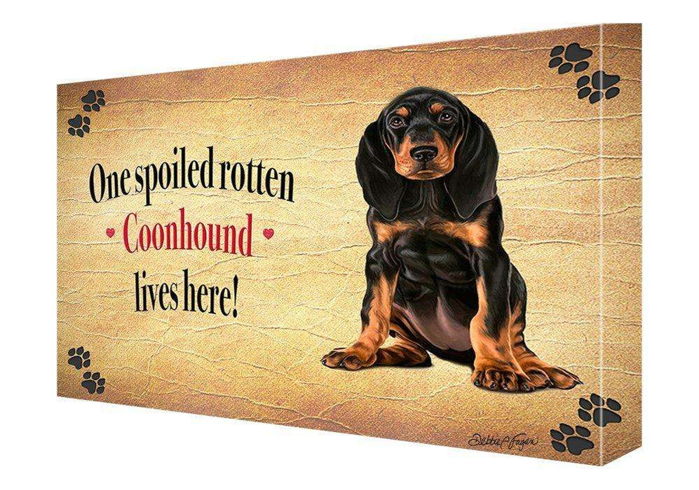 Black Tan Coonhound Spoiled Rotten Dog Painting Printed on Canvas Wall Art Signed