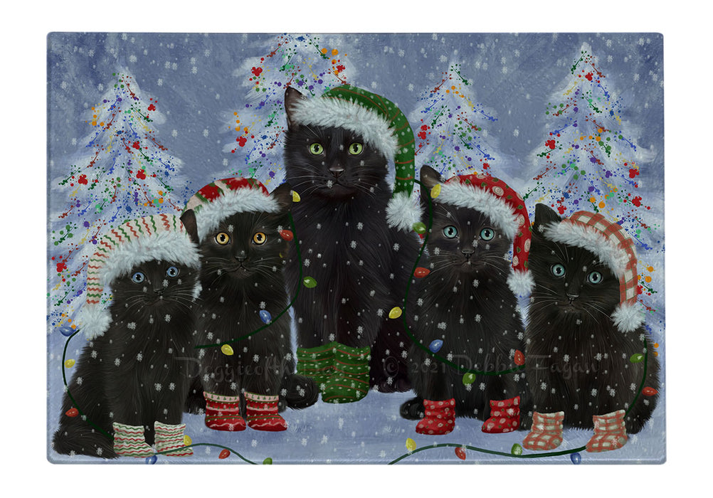 Christmas Lights and Black Cats Cutting Board - For Kitchen - Scratch & Stain Resistant - Designed To Stay In Place - Easy To Clean By Hand - Perfect for Chopping Meats, Vegetables
